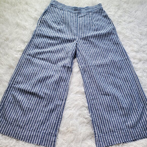 beachlunchlounge Linen Pants with Pockets - Blue and White Vertical Stripe - Picture 2 of 10